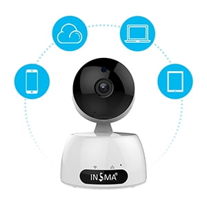 Movement Detection - INSMA White US Plug Plug 1080P HD Home Network Video Camera 8 Times The Amplification of 355 Degrees 100 Degree Movement Detection Alarm Maximum Support 64G TF Card Buil