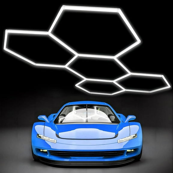 Hexagon LED Garage Light Updated Bigger Size, 25-Pack, 26400LM Super Bright Car Detailing Ceiling LED Shop Light For Warehouse Workshop Gym Basement Car Care Wash Room, Durable PC Material, US Plug