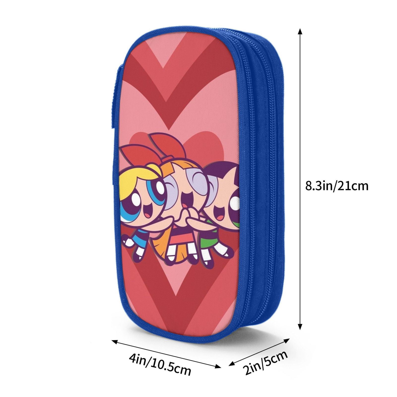 The Powerpuff Gi-rls Pencil Case Large Capacity Pencil Pouch Pen Bag Office Stationery Organizer Travel Makeup Bag Blue