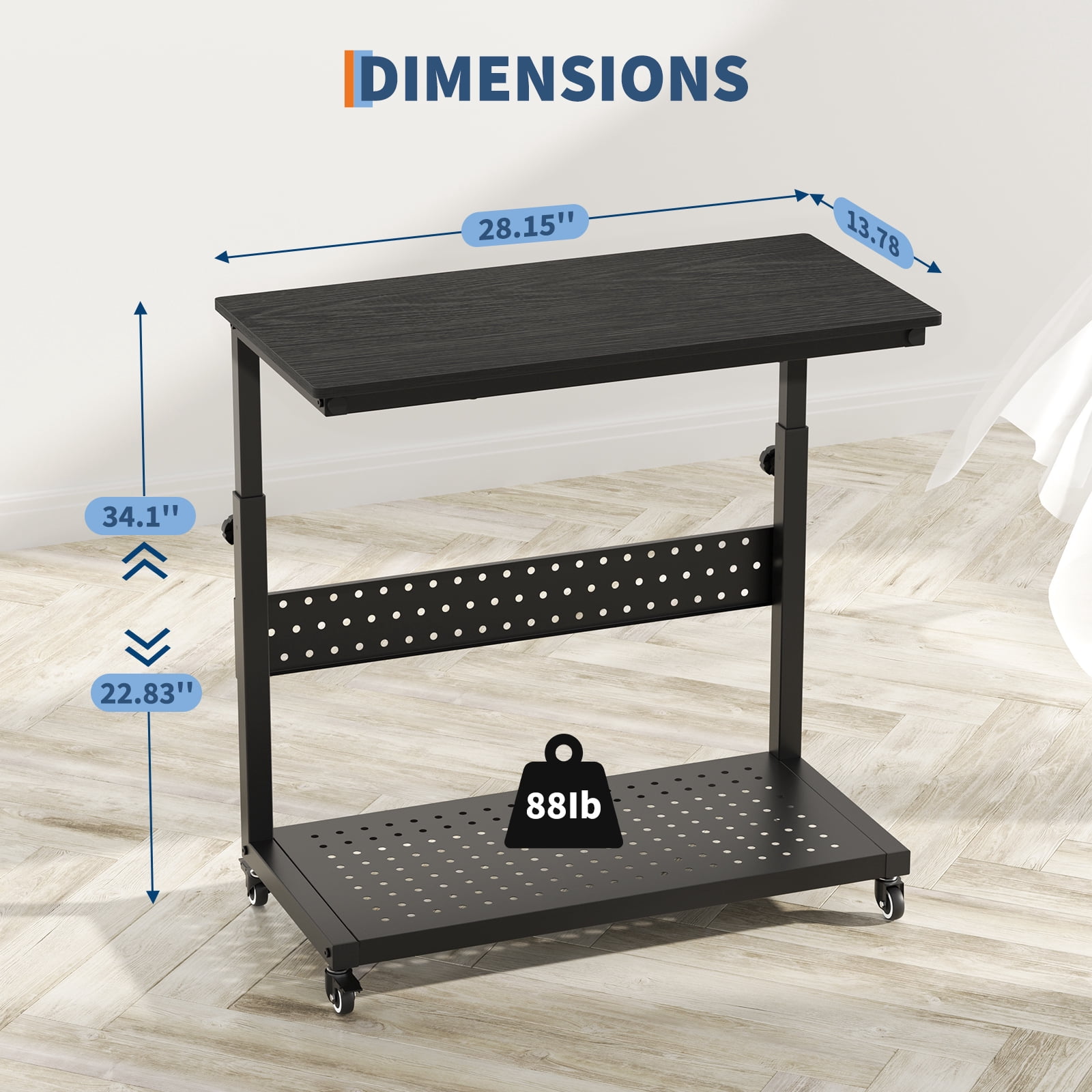 28" Computer Tower Stand, Adjustable Under Desk PC Cart, Mobile Rolling CPU Holder, Perfect for Office,Laptop Desk.