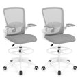 thumbnail image 1 of Gymax 2 Pcs Chaise de Bureau à Domicile avec Accoudoirs Relevables Repose-Pieds Réglable Anneau, 1 of 10