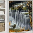 thumbnail image 5 of 4 Pcs Fall Waterfall Shower Curtain Set Bathroom Sets with Rugs & Accessories Non-Slip Rugs,Toilet Lid Cover & Bath Mat, 71"x71" Waterproof Waterfall Shower Curtains Set of 4 for Family Hotel Use, 5 of 5