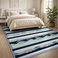 thumbnail image 3 of ODIKA 8'x10' Washable Area Rug Durable, Non-Slip Nautical Horizontal Bands Navy Pale Striped That Couch Vintage for Living Room, Under Sectional, Family, 3 of 7