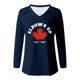 thumbnail image 3 of MHFRRA Camiseta de Manga Larga con Cuello En V y Estampado de La Bandera de Canadá para Mujer Marina de Guerra, 3 of 3