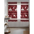 thumbnail image 3 of Christmas Deer,Curtains 63 Inch Length,Sheer Curtains for Bedroom Living Room Window Reindeer Winter Xmas Snowflake Plaid Red Rod Pocket Drapes Kitchen Curtains Small Half Window 42"x63" 2 Panels, 3 of 7