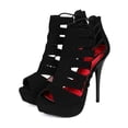 thumbnail image 5 of Qupid BI65 Women Nubuck Peep Toe Cut Out Strings Platform Stiletto Heel Sandal, 5 of 6