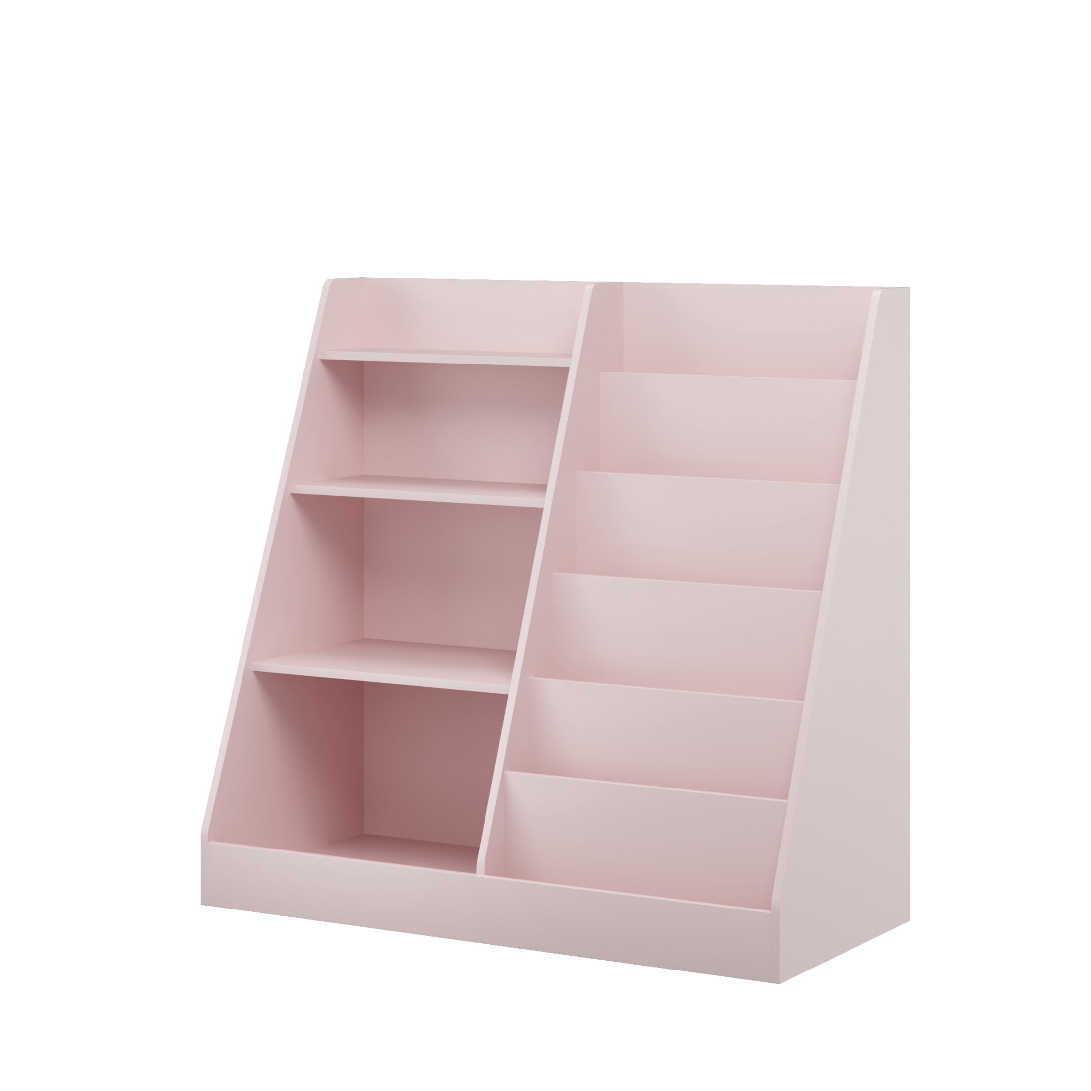 Noble House Aldo 4-Tier Wooden Bookshelf, Multifunctional  Toy Storage Organizer in Kids Room, Display Stand, Pink