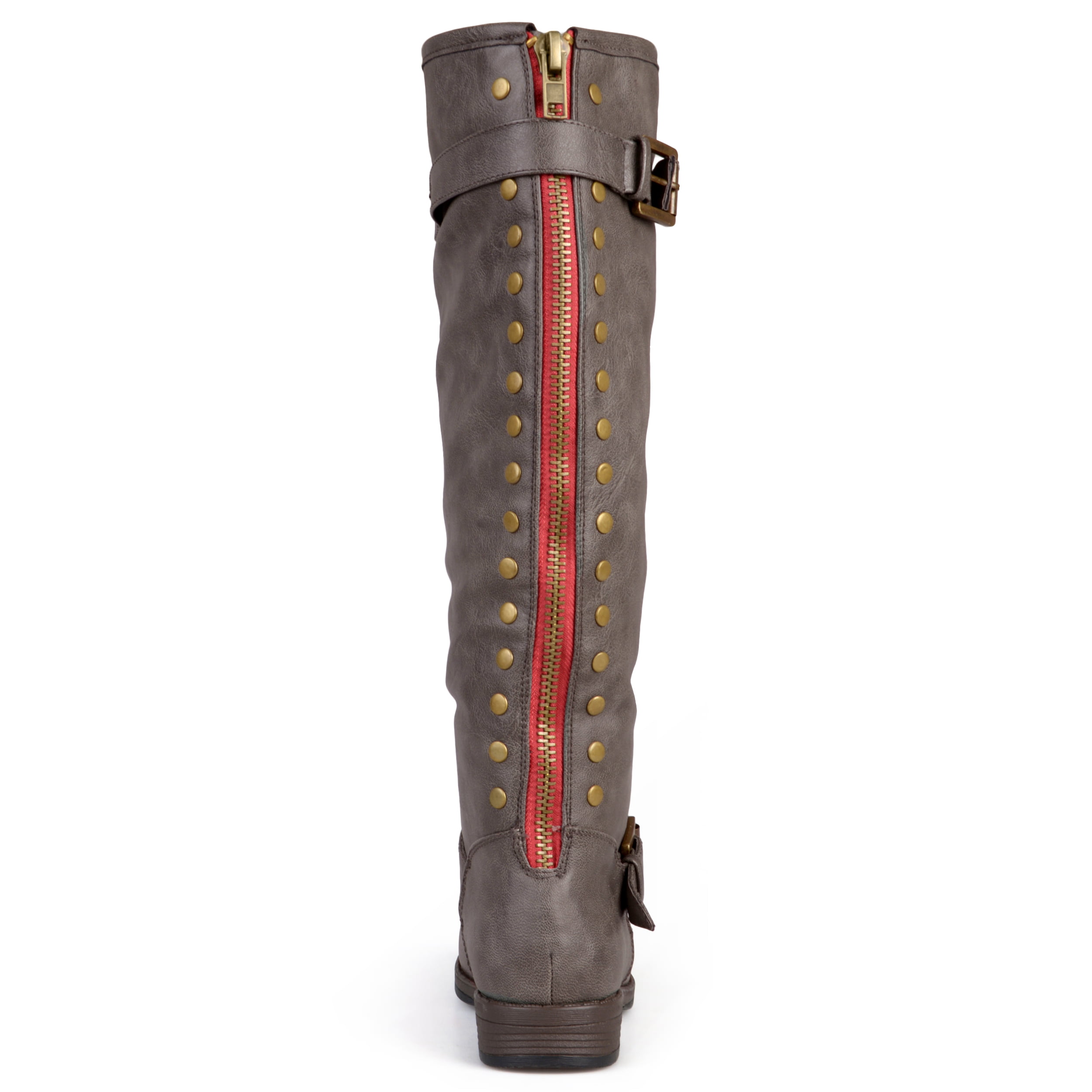 Brinley Co. Women's Extra Wide Calf Knee High Faux Leather Riding