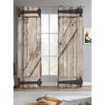 thumbnail image 2 of Farmhouse Wood Grain Sheer Curtains 84 Inch Length 2 Panels Set for Living Room/Bedroom, Vintage Country Barn Gate Brown Kitchen Curtains Grommet Semi-Sheer Curtains Window Treatments 52"x84"x2, 2 of 7