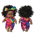thumbnail image 2 of Twfbrm Black Baby Doll, 8" Realistic American African Girl Doll with Dress, Poseable Curly Reborn Baby Toys, Soft Vinyl Body Newborn Baby Toy, Christmas Birthday Gifts for 3-5 Years Boys Girls, 2 of 9