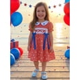 thumbnail image 4 of BemeyourBBs Toddler Baby Girl 4th of July Dress Outfit Little Baby Girl Patriot Independence Day Dress Summer Smocked Dress Puff Short Sleeve Doll Collar Star Stripes Print Bow Decor A Line Dress, 4 of 9