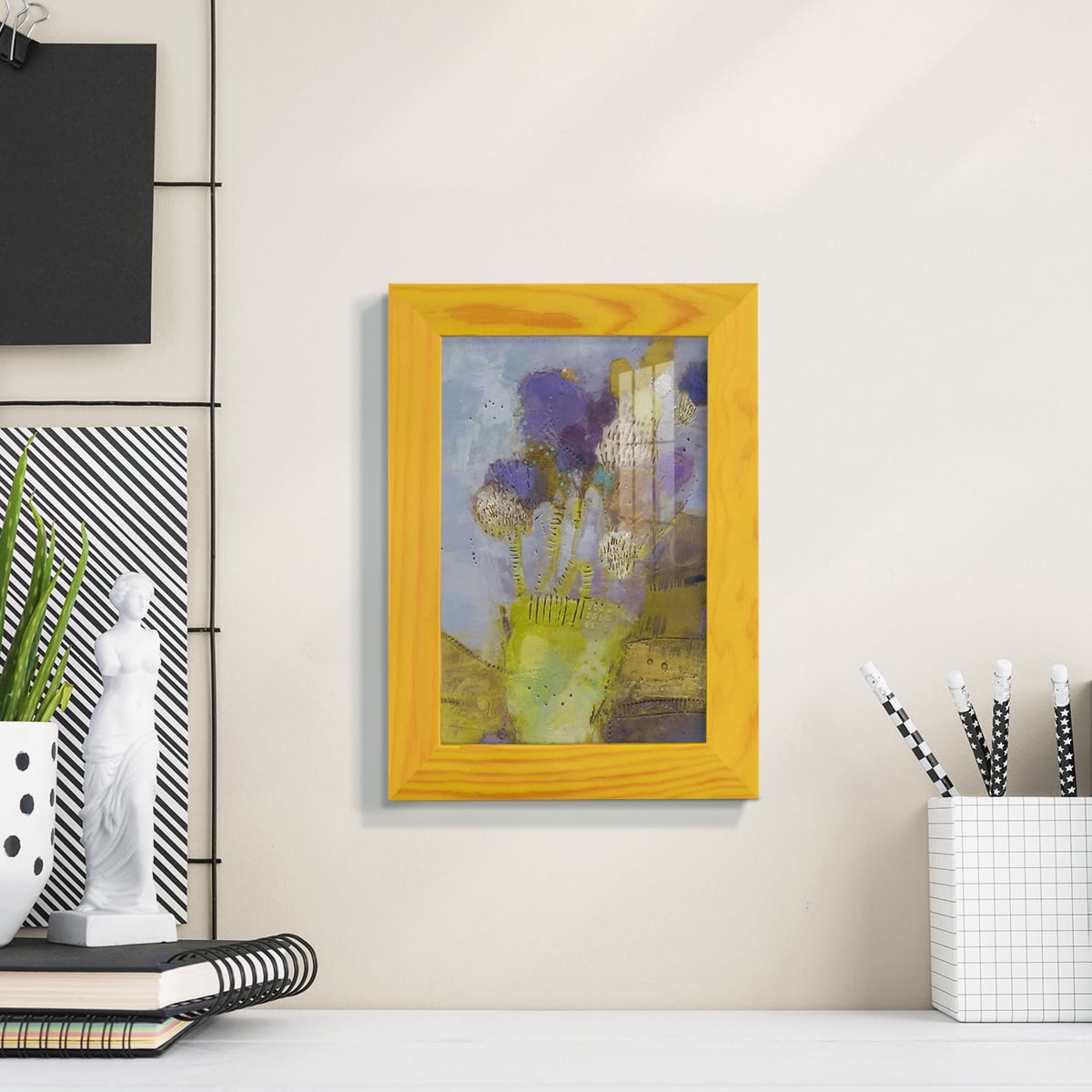Blumen II -Framed Print w/glass-Sunflower Yellow