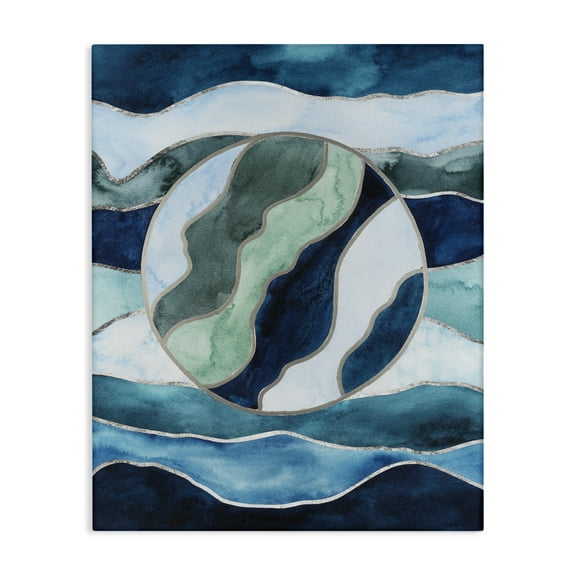 Stupell Industries Stained Glass Circle Impression Abstract Painting Wrapped Canvas Art Print Wall Art, 16 x 20