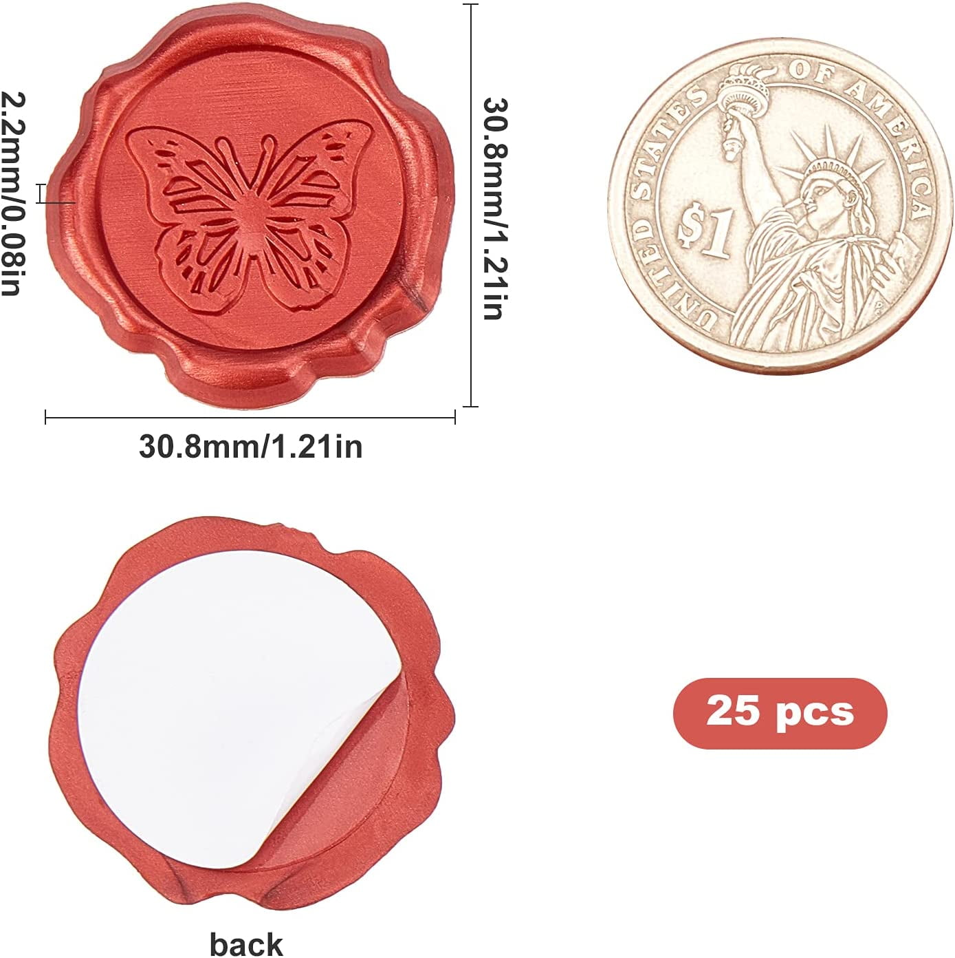 Adhesive Wax Seal Stickers 25PCS Red Rose Wax Seal Sticker for Envelopes  Decorative Stamp Stickers Envelope Stickers for Wedding Invitation Craft  Scrapbook Party Gift Grapping - Walmart.com