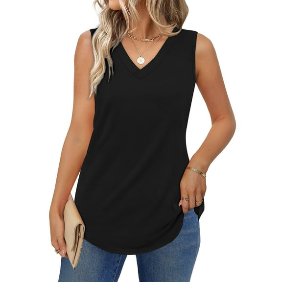 UVN V Neck Tank Tops for Women Summer Sleeveless Shirts Casual Tank Loose Fit Flowy Tunic Tops