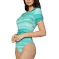 thumbnail image 2 of Balery Teal Turquoise Women's Short Sleevee Crew Neck Bodysuit Tops Short Sleeve Tops Basic-Large, 2 of 9