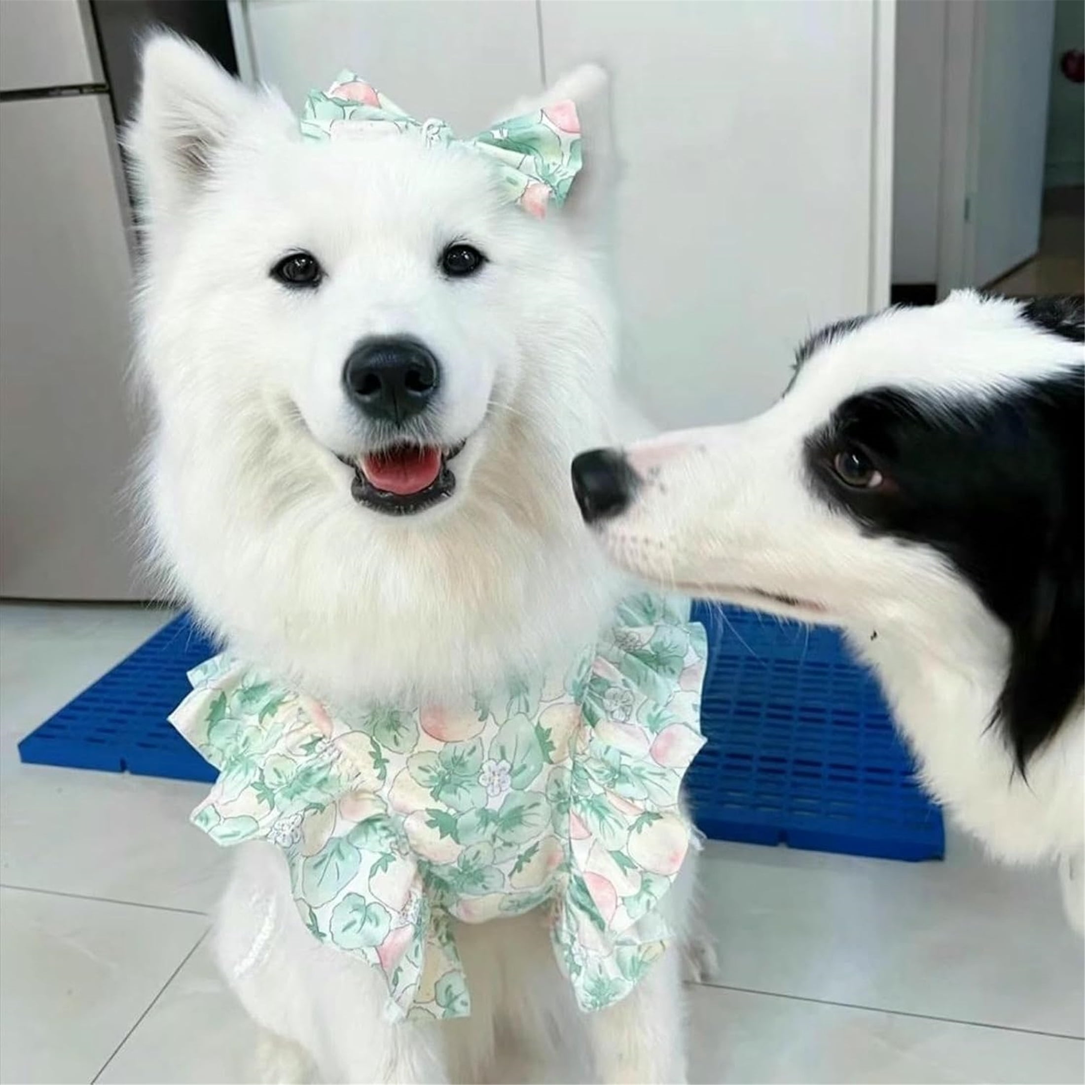 HQREA Dog Dresses for Medium Dogs Girl Floral Summer Clothes Valentine Holiday Outfits for Labrador Golden Retriever