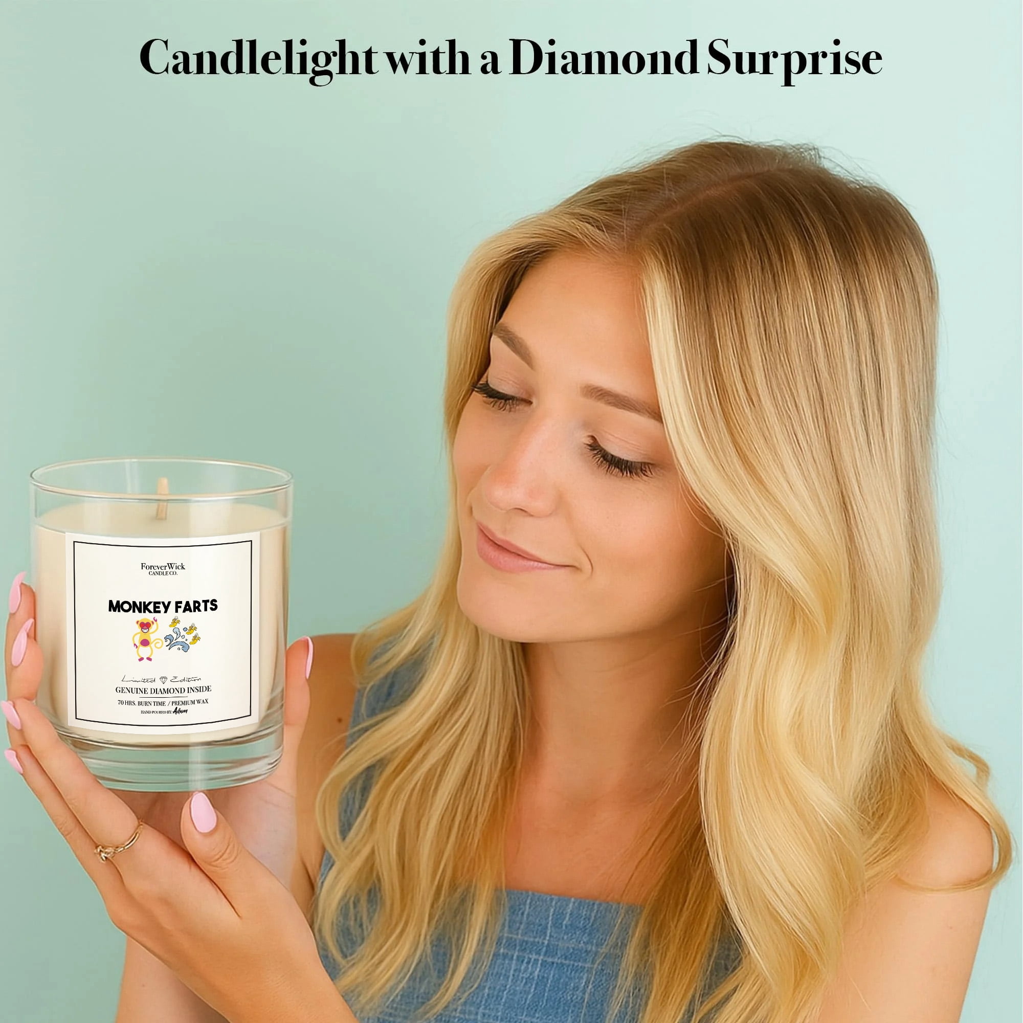 ForeverWick Diamond Candle 14oz Monkey Farts Soy Wax Candle With Diamond Inside - Funny, Humor, Kids, Funny Candle, Birthday Candle, Fruity Candle, Diamond