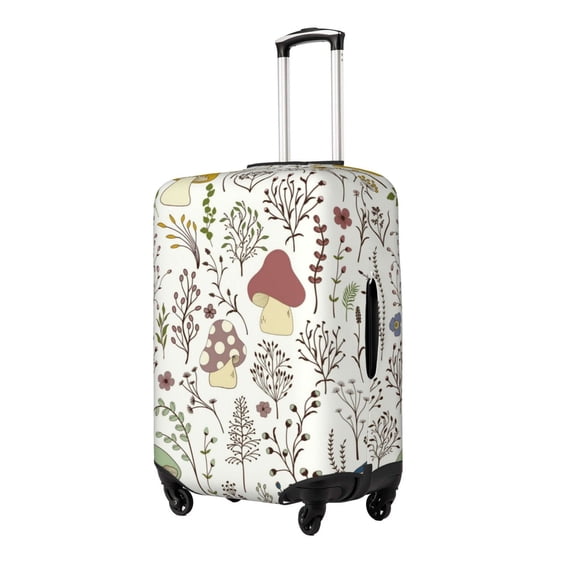Rateoe Colorful Mushrooms and Plants Printed Luggage Cover, Suitcase Protector Fits 18-32 Inch Luggage-Small