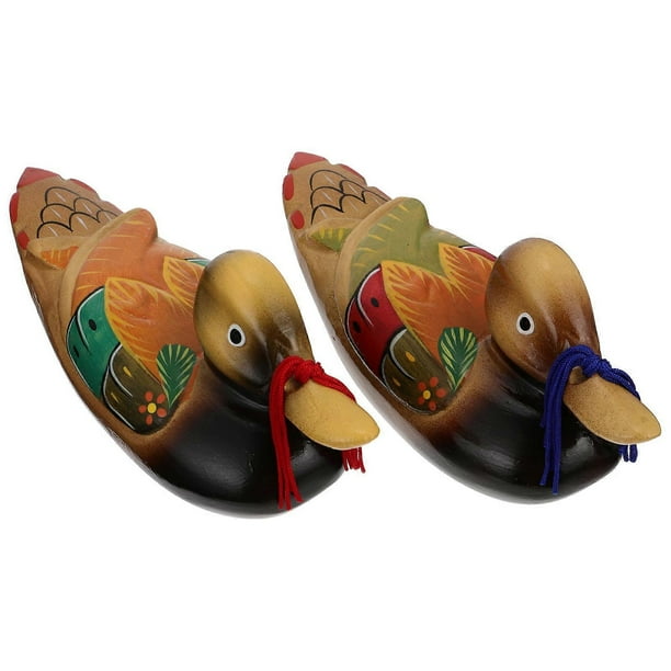2pcs Mandarin Duck Model Wood Ornaments Handmade Craft Ornament Decoration