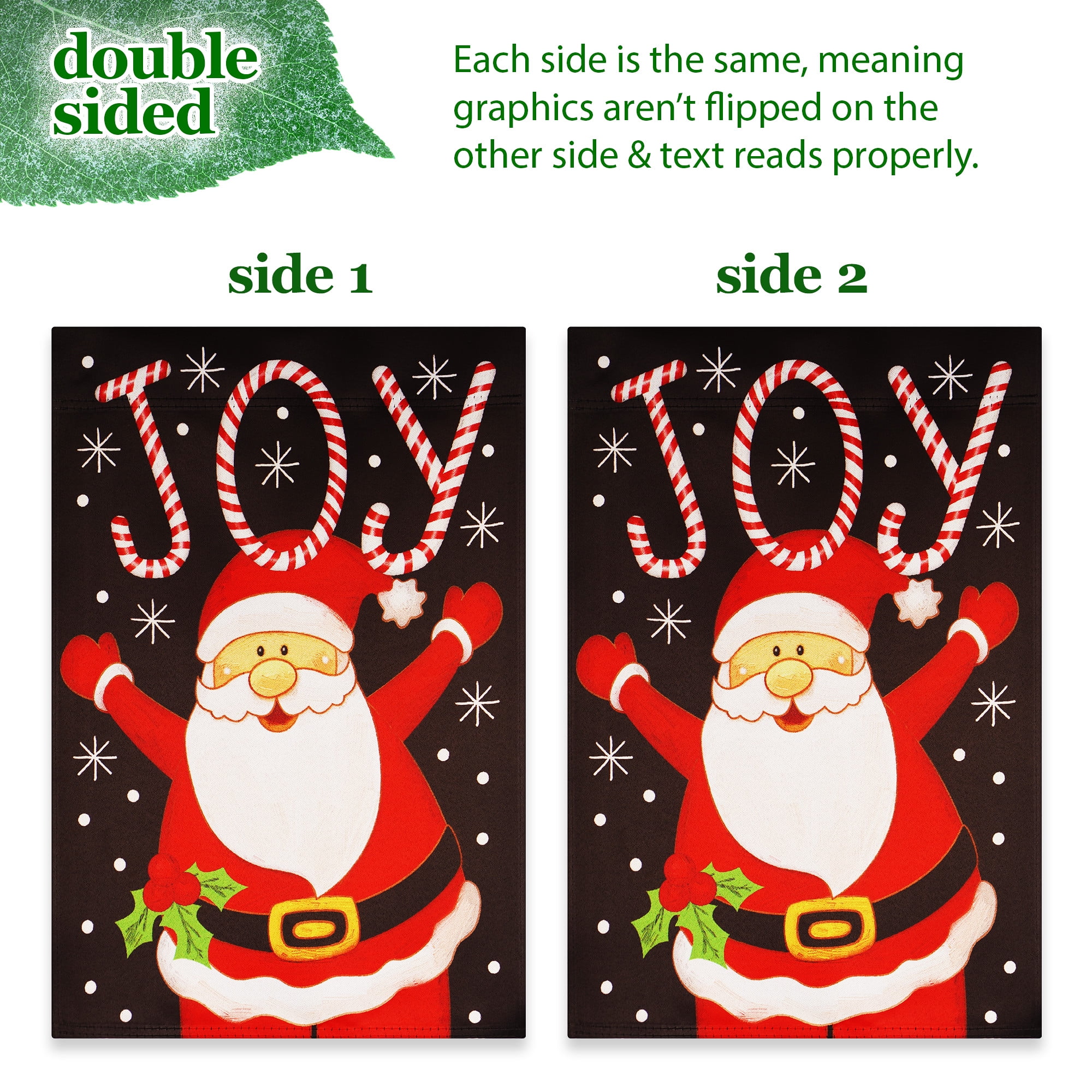 G128 2sets: 36"x16" Garden Yard Flag Stand & 12"x18" Double-Sided Joyful Santa Christmas Garden Flag