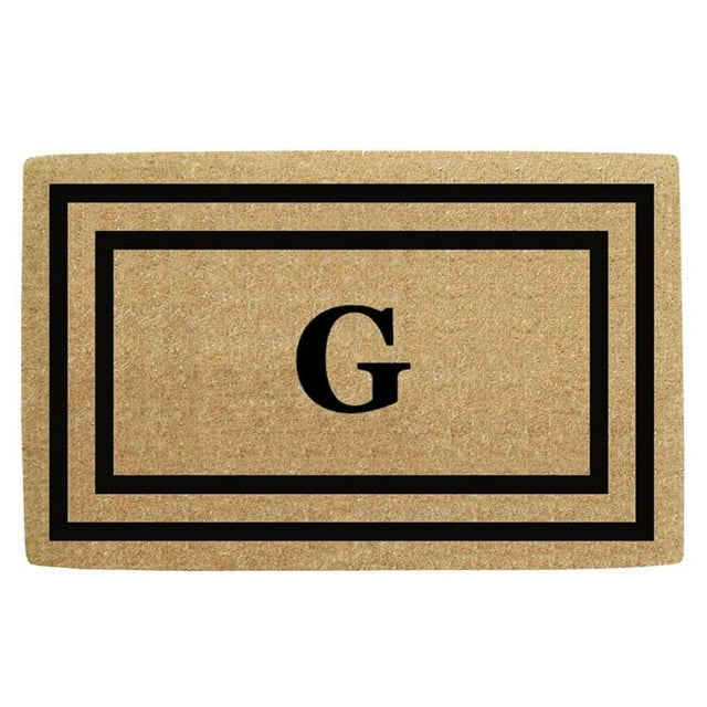 Nedia Home O2172G 24 x 57 Po Mince Double Cadre de Tableau Lourd Tapis de Porte en Coco & 44; Monogramme G - Noir