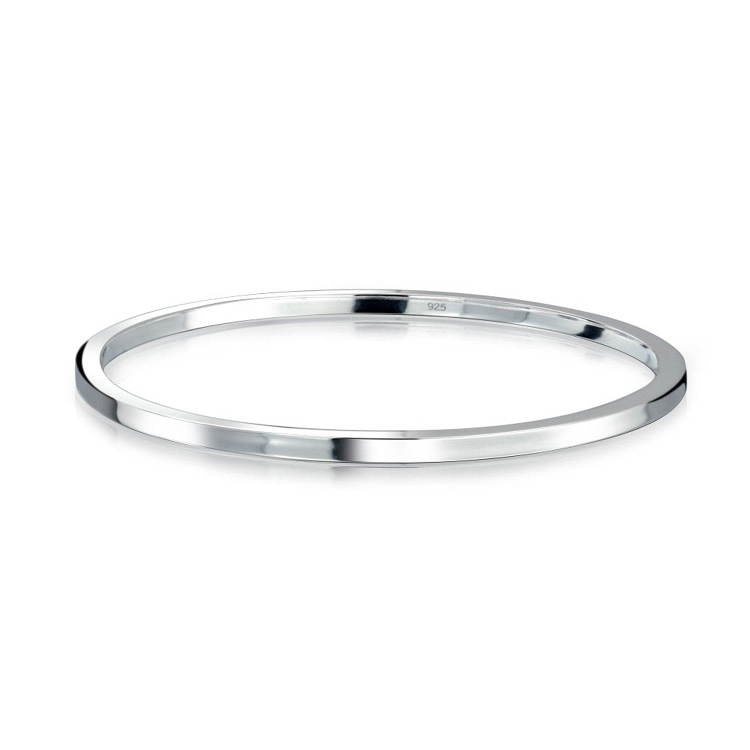 【まとめ／CHTY】FLAT BANGLE by Silver 925 Bling Jewelry Womens Plain 2MM Flat Edge Sterling Silver