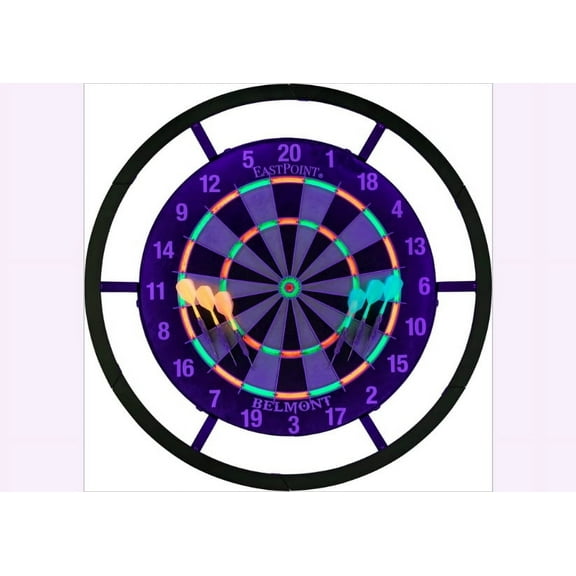 EastPoint Sports EastPoint Blacklight Dartboard - Official Size Bristle Dartboard with Glowing Segments and Dart Flights
