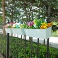 thumbnail image 5 of Scheam White Metal Railing Planter,2 Pcs Rectangular Hanging Flower Pots with Detachable Hooks,Large Window Planter Boxes,Countryside Style Fence Flower Buckets,for Indoor Outdoor, 5 of 7