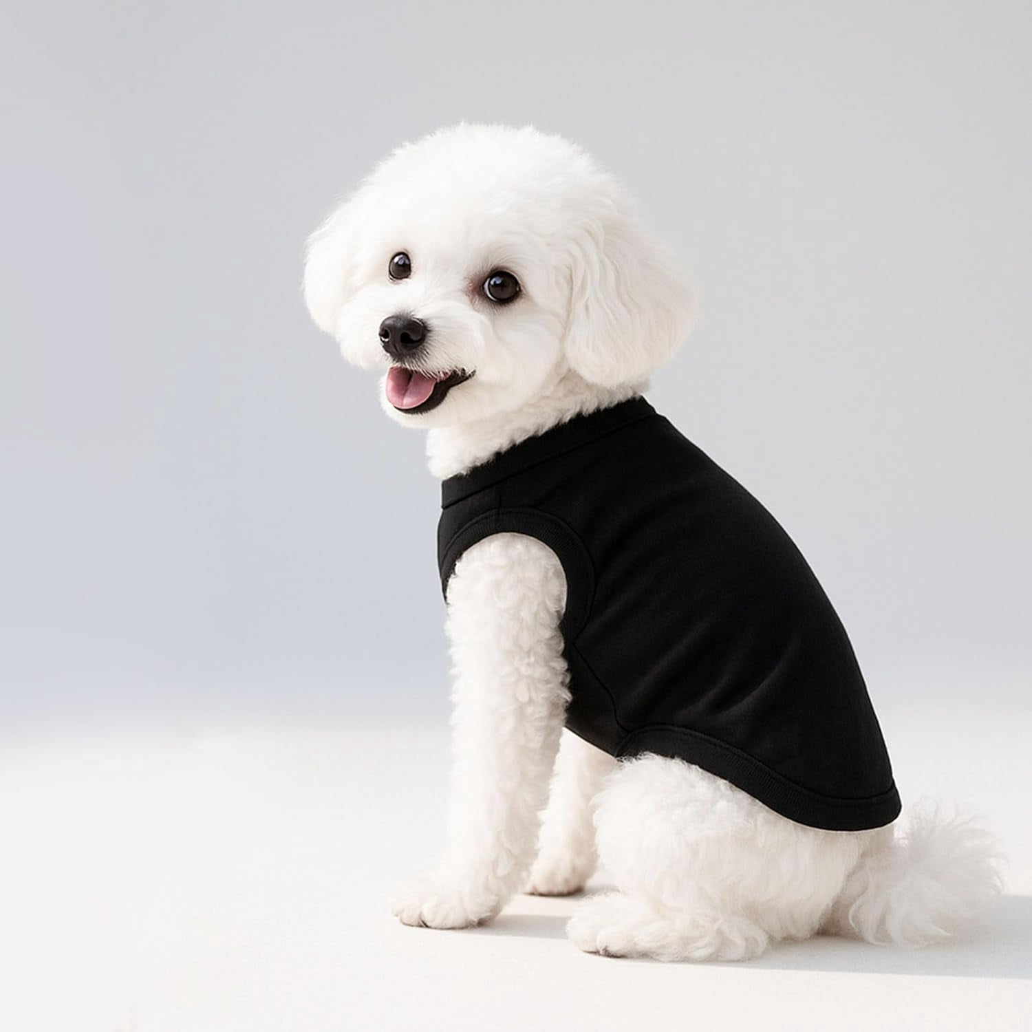 2-Pack Dog Shirts Summer Dog Clothes for Small Medium Dogs Boy, Teacup, Chihuahua, Yorkie, Pug and Cats, Solid Color Pet Tshirts Puppy Clothes, XXS, Black+ Grey