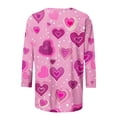 thumbnail image 4 of TrendVibe365 Valentines Day Clothes 3/4 Sleeve Tops for Women 2025 Plus Size with Crew Neck Polyester Casual Love Heart Printed Lover Gift Blouse Tops for Valentines Gifts Pink XL, 4 of 5