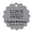 thumbnail image 1 of 100 PCS Love is Sweet Custom Made Scallop Edge Rong Hang Tags Personalized Wedding Party Favor Gift Tags, 1 of 1