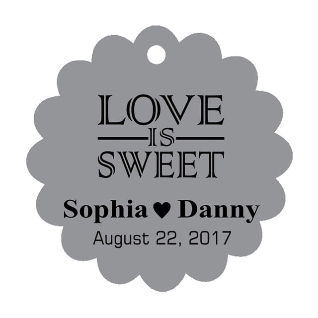 100 PCS Love is Sweet Custom Made Scallop Edge Rong Hang Tags Personalized Wedding Party Favor Gift Tags