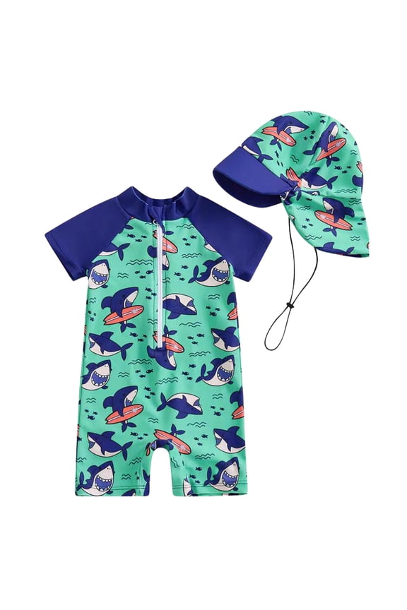 Toddler Boy Swimsuit Baby Boys' Swimwear Sets Baby Boy Girl Swimwear 2Pcs Long Sleeve Swim Bathing Suit Set Toddler Kids Sun Graphic Swimsuits Beach Wear Green,0-6 Months