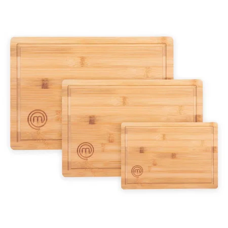 3pc Bamboo Cutting Board Set with Juice Grooves Essential Collection: Lightweight, Teak Brown, Hand Wash