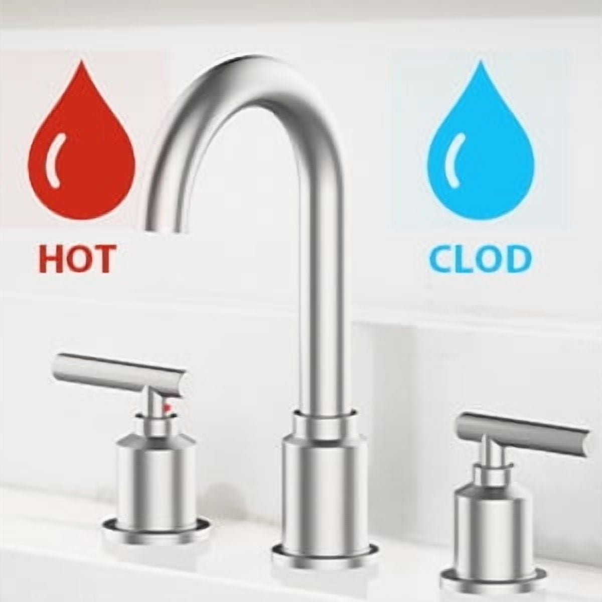 TEQIN Bathroom Faucet,Brushed Nickel Widespread Bathroom Sink Faucet, 8 Inch Bathroom Faucet for Sink,3 Hole with Stainless Steel Drain For RV Restroom Bathroom