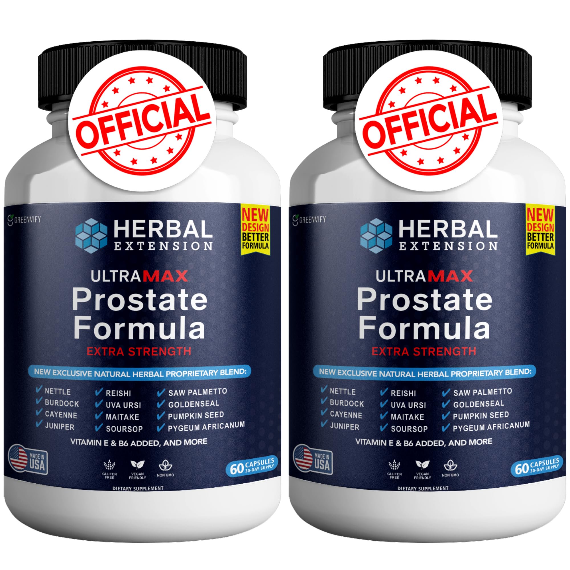 GREENVIFY Herbal Extension Ultra Max Prostate Formula Supplements for Men Capsules, Health Supplements - Maximum Strength, All Natural to Support Normal & Healthy Function