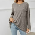thumbnail image 6 of Lovskoo Sweaters for Women Winter Casual Solid Round Neck Long Sleeve Knitted Pits Loose Sweater Tops Gray, 6 of 9