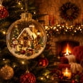 thumbnail image 5 of Glowing Christmas Story Ornament, Gingerbread House With Snowman And Reindeer 3D Mini Holiday Diorama Ball, Light Up Christmas Tree Ornament for Holiday Decor, 5 of 6
