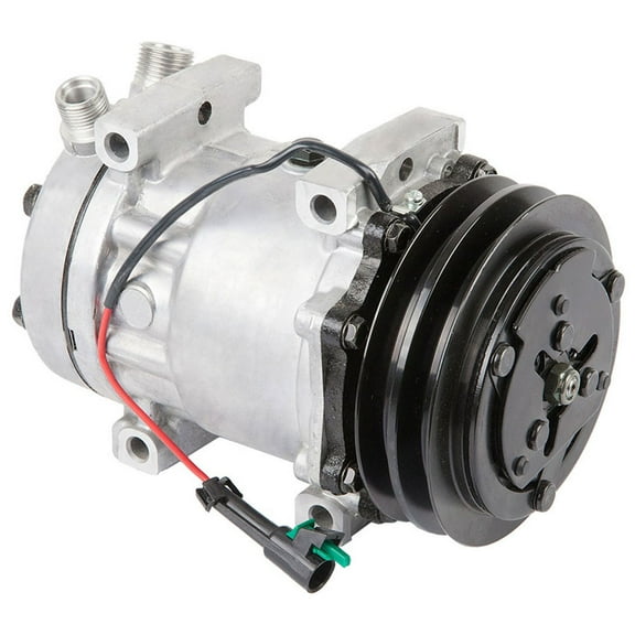 AC Compressor & 132mm Double V-Belt A/C Clutch Replaces Sanden SD7H15 4626 4780 International LE1140 8022507 611043420 - BuyAutoParts
