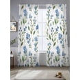 thumbnail image 2 of Blue Flowers Sheer Curtains 84 Inch Length 2 Panels Set, Spring Floral Farmhouse Leaves Rustic Voile Window Treatment Rod Pocket Curtains Sheers Drapes for Bedroom/Living Room/Kitchen 52"x84"x2, 2 of 7
