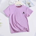 thumbnail image 5 of HAOTAGS Girls Athletic Shirts(2-18) Letter Print Short Sleeve Quick Dry T-shirts Sports Activewear Workout Tops Purple Size 16-17Years, 5 of 6