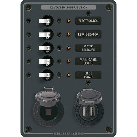 

Blue Sea 8120 - 5 Position 12v Panel W/Dual Usb & 12v Socket