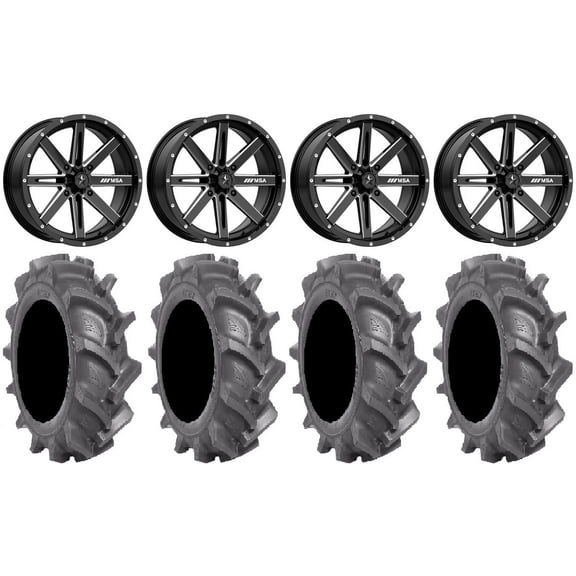 MSA Milled Boxer 18" Wheels 35" BKT AT 171 Tires Can-Am Maverick X3 / Honda Pioneer 1000 / Talon