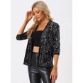 thumbnail image 3 of Chaqueta elegante con lentejuelas Allegra K Plata XL, 3 of 6