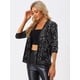 thumbnail image 3 of Chaqueta elegante Allegra K Disfraz de navidad con lentejuelas terciopelo manga 3/4 sin cuello Color Plata XS, 3 of 6