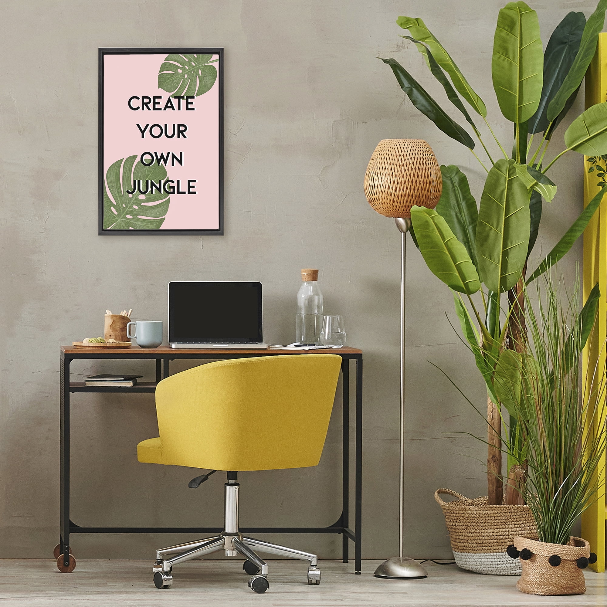 Stupell Industries Create Your Own Jungle Black Framed Floater Canvas Wall Art, design by Martina Pavlova