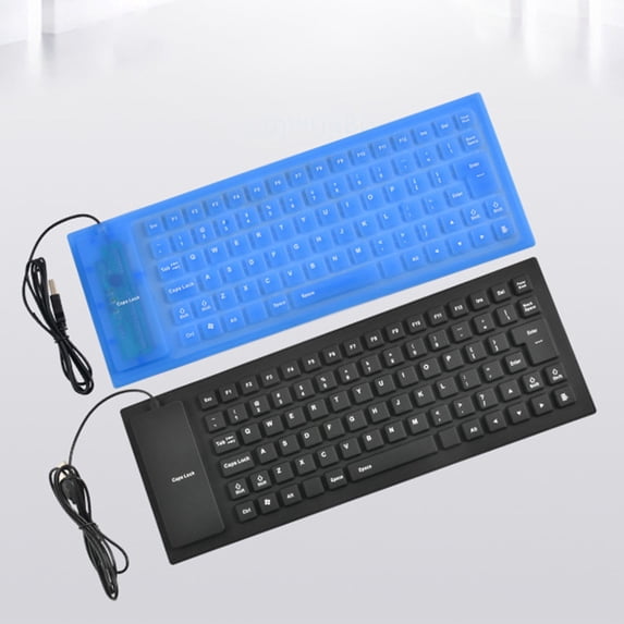 SPRING PARK Foldable 85Keys Soft Silicone Mute USB Wired Waterproof Mini Keyboard Computer Accessory (Blue)