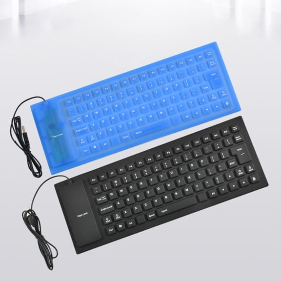 SPRING PARK Foldable 85Keys Soft Silicone Mute USB Wired Waterproof Mini Keyboard Computer Accessory (Pink)