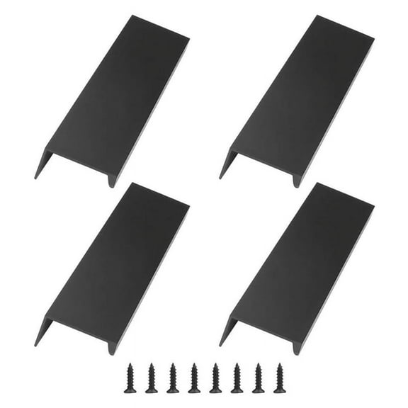 4 PCS Finger Edge Pull Silver Concealed Handle Black